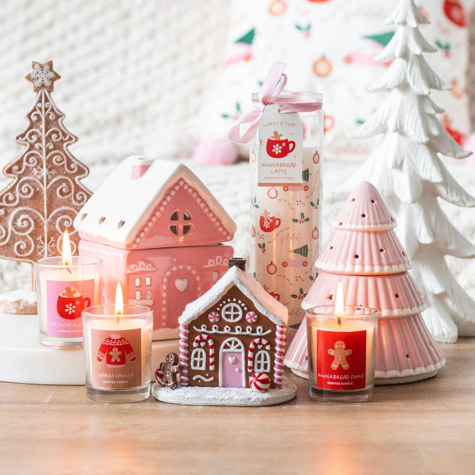 Pink Gingerbread House Christmas Incense Cone Burner - Fresh Start Candles