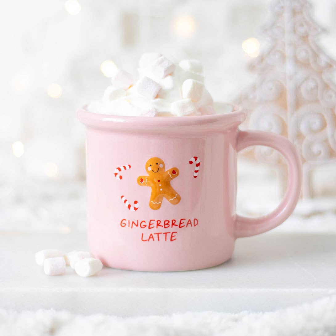 Pink Gingerbread Latte Christmas Mug - Fresh Start Candles