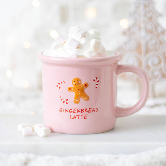 Pink Gingerbread Latte Christmas Mug - Fresh Start Candles