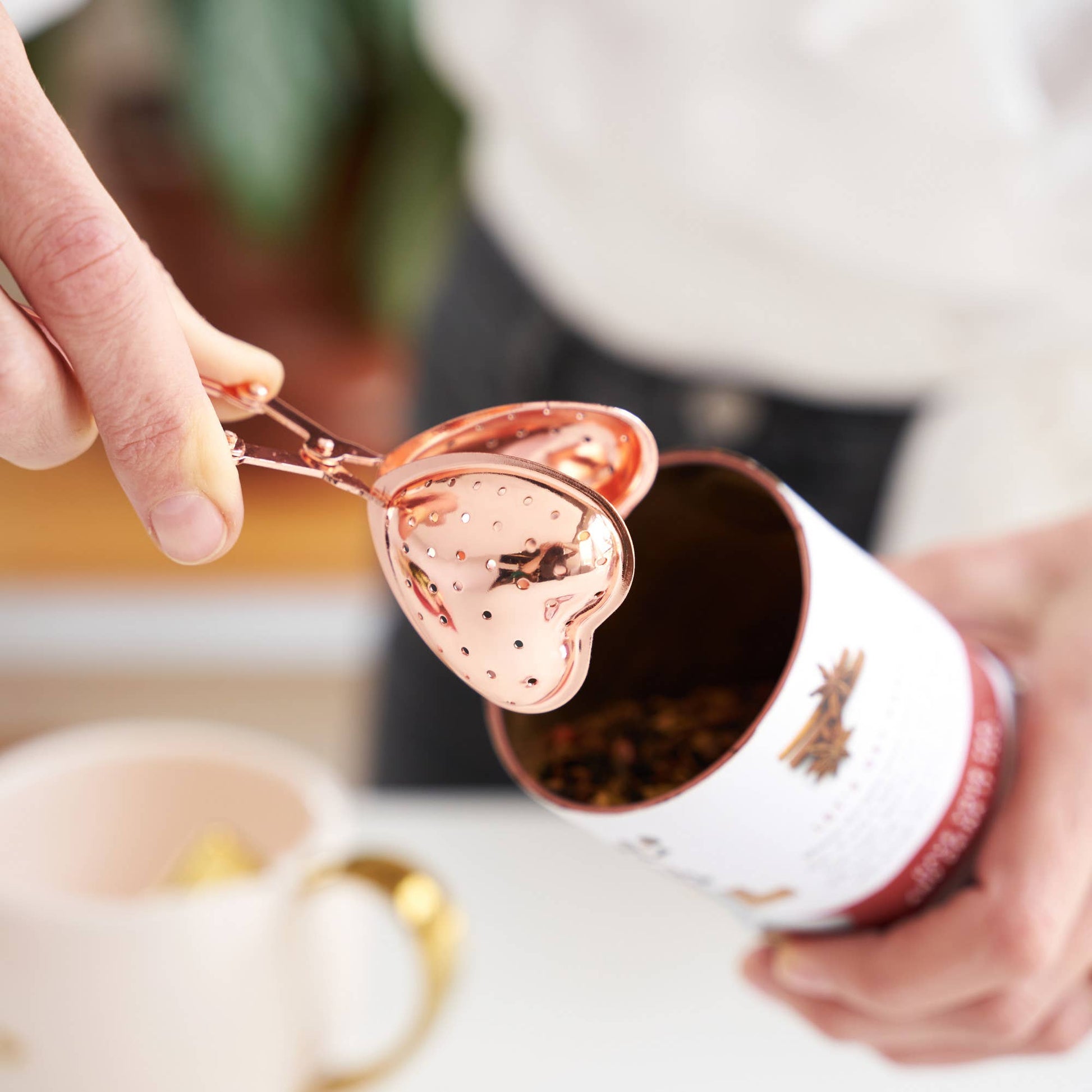 Rose Gold Plated Stainless Steel Tea Infuser Heart - Fresh Start Candles