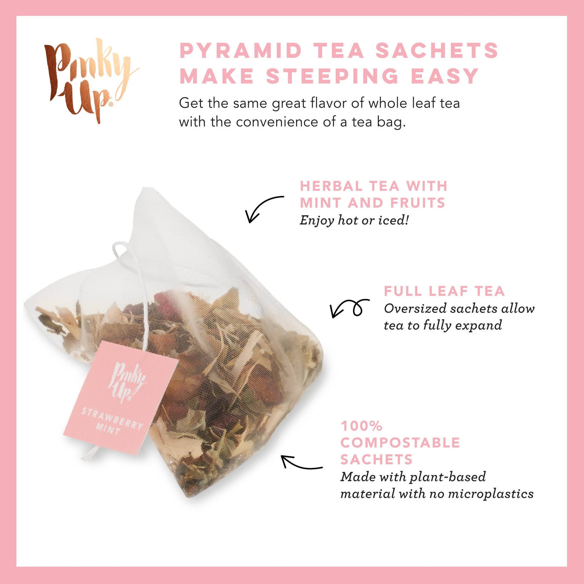 Strawberry Mint Herbal Tea 15 Sachets - Fresh Start Candles