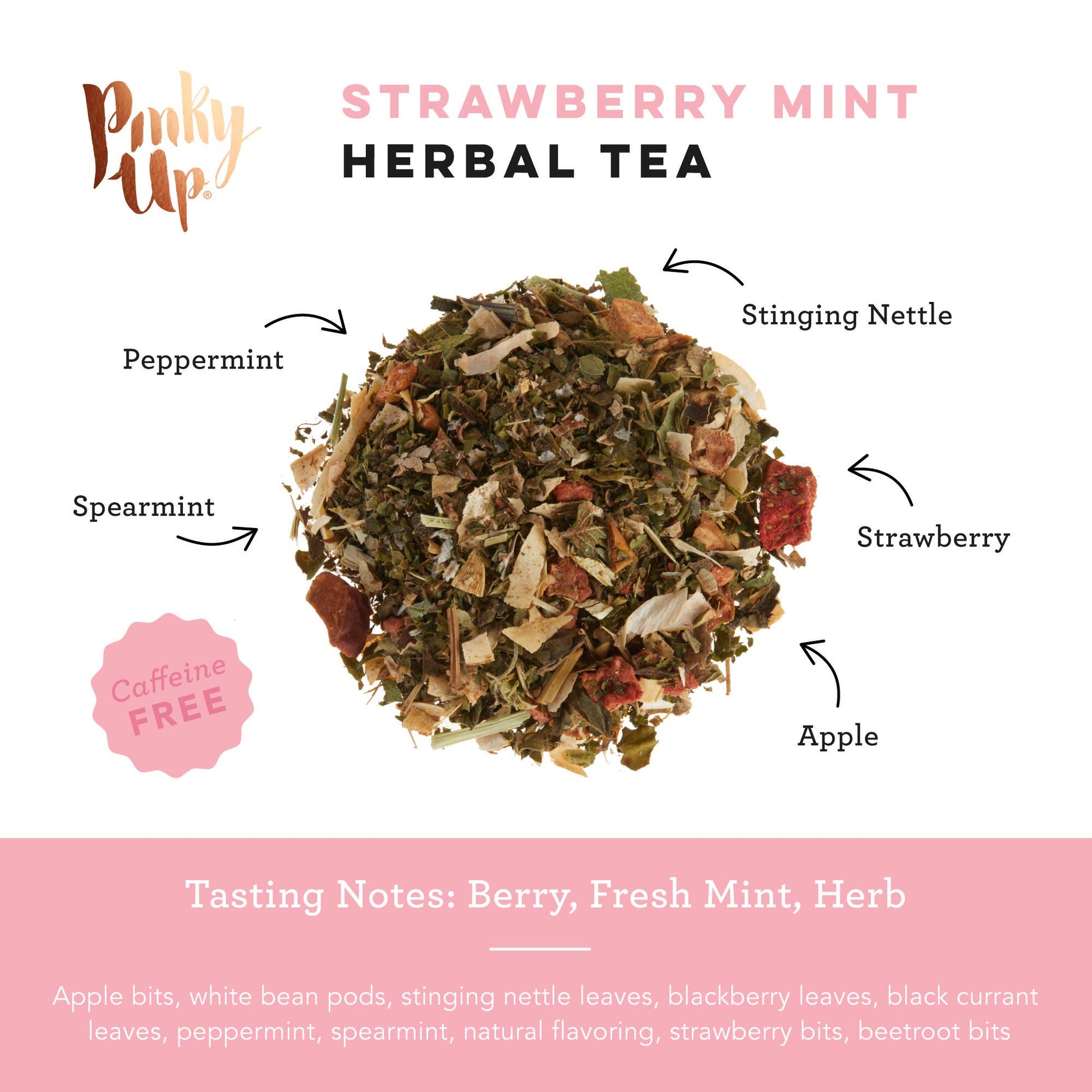 Strawberry Mint Herbal Tea 15 Sachets - Fresh Start Candles