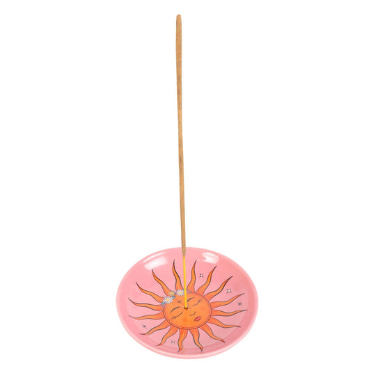 The Sun Celestial Pink Ceramic Incense Holder Plate - Fresh Start Candles