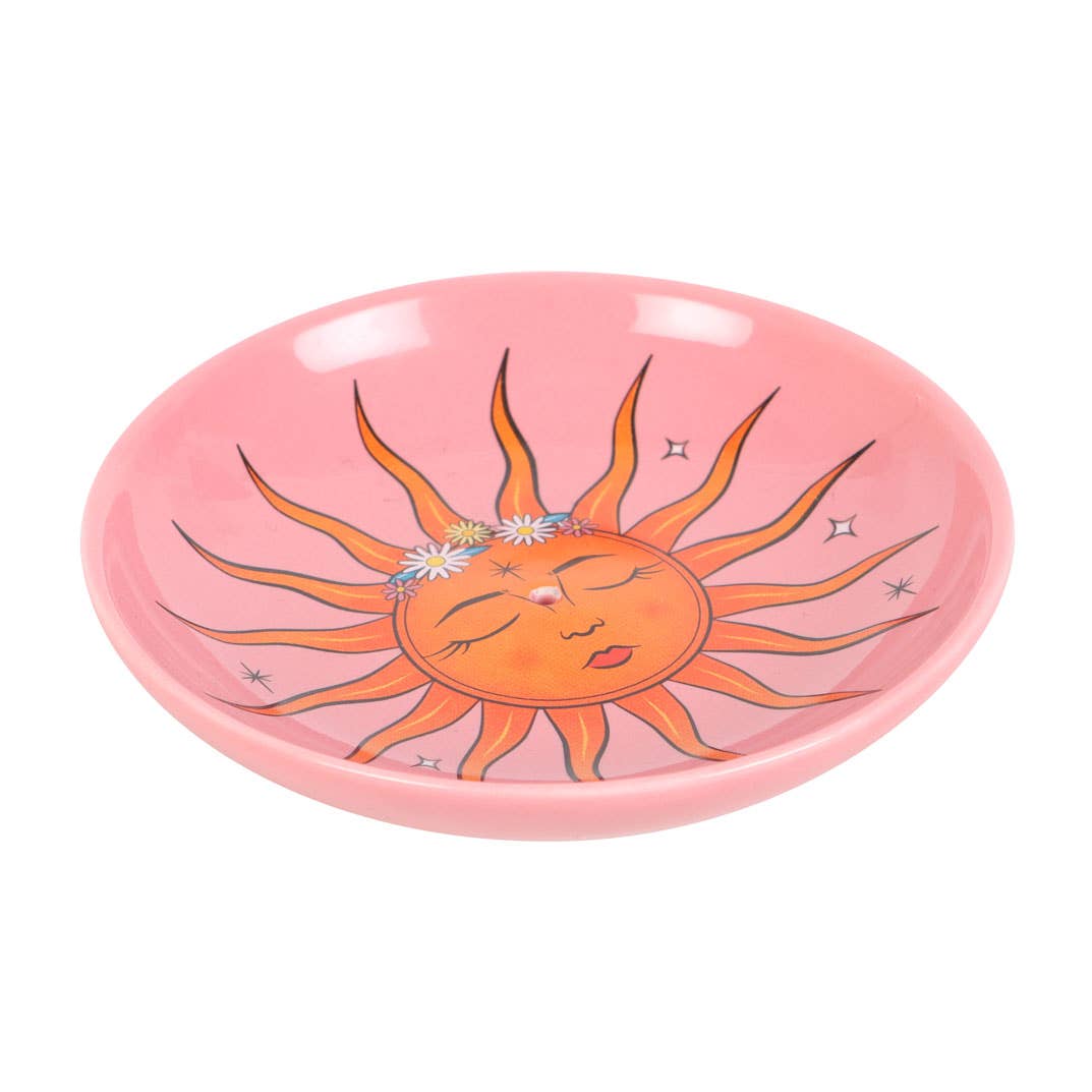 The Sun Celestial Pink Ceramic Incense Holder Plate - Fresh Start Candles