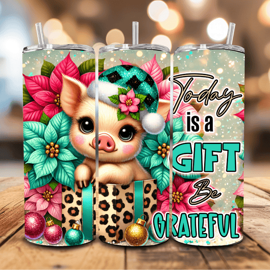 Today is a Gift Be Grateful Christmas Tumbler - Fresh Start Candles