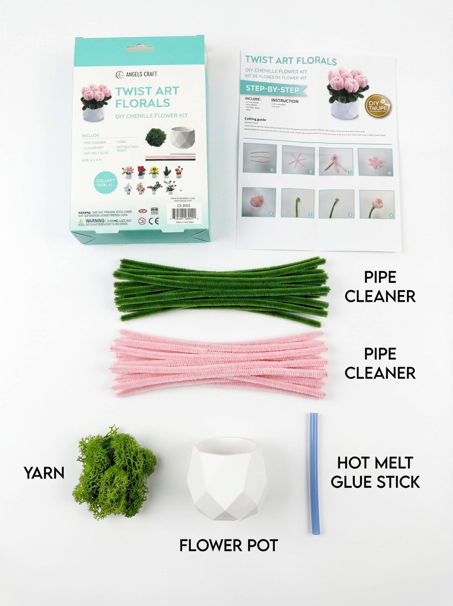 Tulips Twist Art Floral DIY Kit – Chenille Flower Craft - Fresh Start Candles