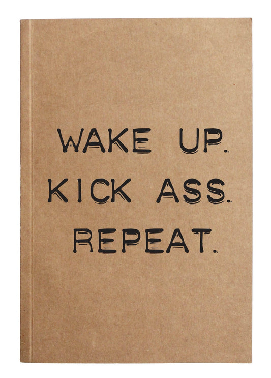 Wake Up Kick Ass Repeat Kraft Notebook With 60 Lined Sheets - Fresh Start Candles